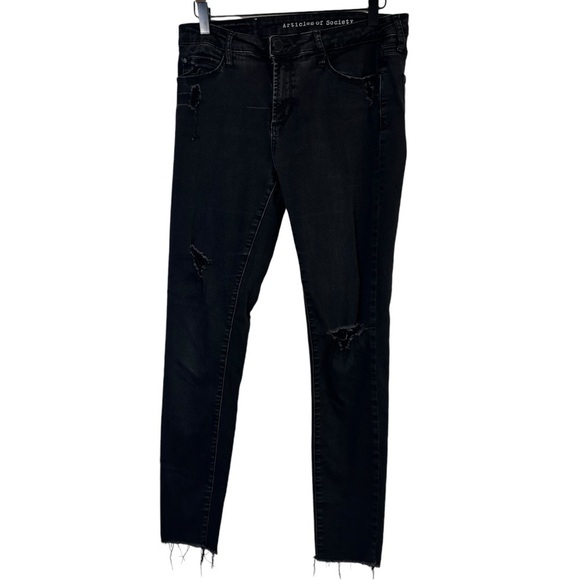 ARTICLES OF SOCIETY BLACK DISTRESSED WOMEN SKINNY JEANS SIZE 30 PANTS - Picture 1 of 6